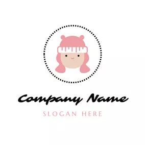 Children & Childcare Logo Black Circle and Cute Girl logo design