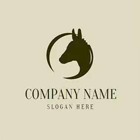 驢 Logo Black Circle and Donkey Head logo design