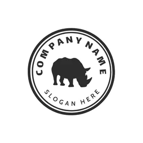 Rhino Logo Black Circle and Encircled Rhino logo design