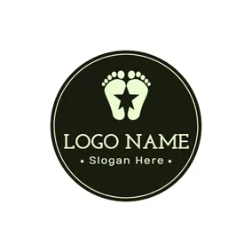 Walking Logo Black Circle and Flat Footprint logo design