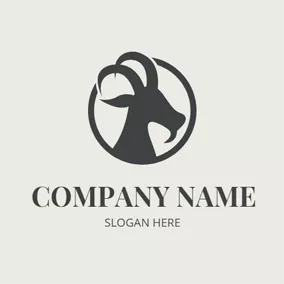 Sheep Logo Black Circle and Goat Head logo design