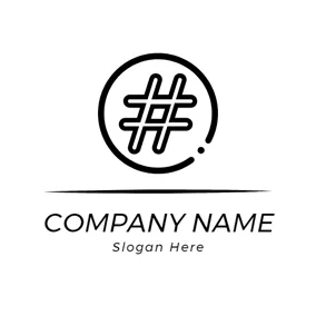 Abstract Logo Black Circle and Hashtag logo design