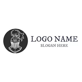 Art - Black Circle  & Helmet Icon logo design