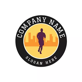 Male Logo Black Circle and Marathon Runner logo design
