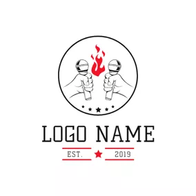 Music Logo Black Circle and Microphone logo design
