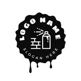 Container Logo Black Circle and Paint Bottle logo design