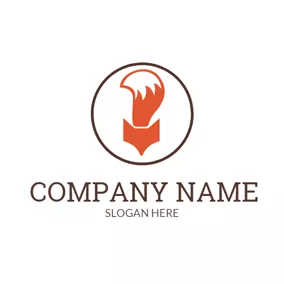 キツネのロゴ Black Circle and Red Fox Tail logo design