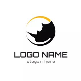 Rhino Logo Black Circle and Rhino Head logo design