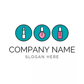 Lipstick Logo Black Circle and White Cosmetic logo design