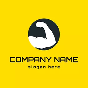 Strength Logo Black Circle and White Hand logo design