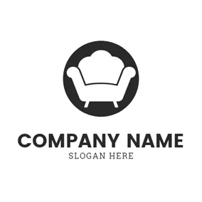 Sofa Logo Black Circle and White Sofa logo design