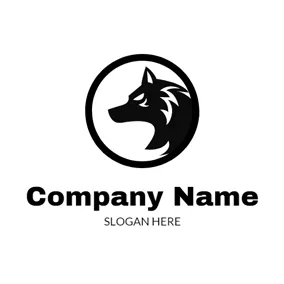 Beast Logo Black Circle and Wolf Head logo design