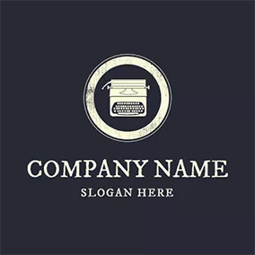 Art - Black Circle  & Yellow Typewriter logo design