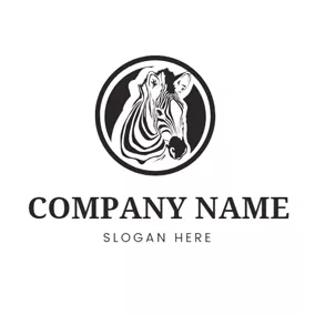 Zebra Logo Black Circle and Zebra Head logo design
