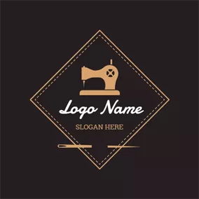 工芸品 ロゴ Black Cloth and Sewing Machine logo design
