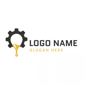 Petrol Logo Black Cog and Yellow Oil Drop logo design