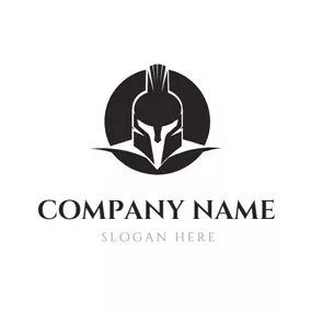 Gladiator Logo Black Color Circle and Cool Warrior logo design