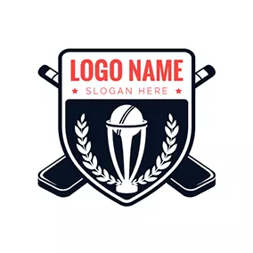 Club Logo Black Cricket Bat and Badge logo design