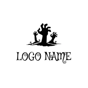 Halloween Logo Black Cross and Zombie Hand logo design