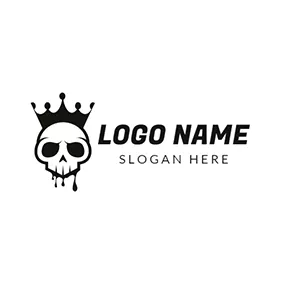 König Logo Black Crown and Skull Icon logo design