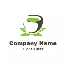 Mint Logo Black Cup and Green Tea logo design