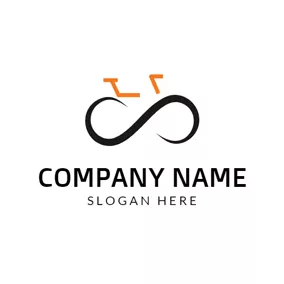 Abstract Logo Black Curve and Abstract Bicycle logo design