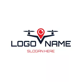 Science & Technology Logo Black Drone and Red Location logo design