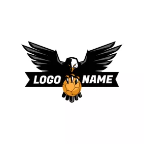 Hawk Logo Black Eagle and Yellow Handball logo design