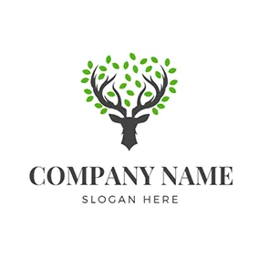 Antler Logo Black Elk and Green Leaf logo design