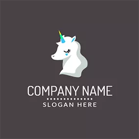 Children & Childcare Logo Black Eye and White Cartoon Unicorn logo design