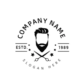 Male Logo Black Fashion Hipster and Scissors logo design