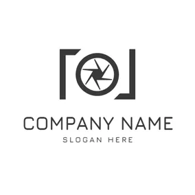 Aperture Logo Black Frame and Camera Lens logo design