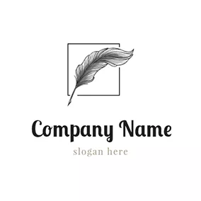 Art - Black Frame  & Feather logo design
