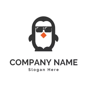 Glasses Logo Black Glasses and Cool Penguin logo design