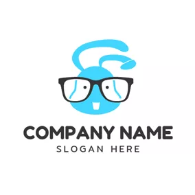 Children & Childcare Logo Black Glasses and Cute Rabbit Face logo design