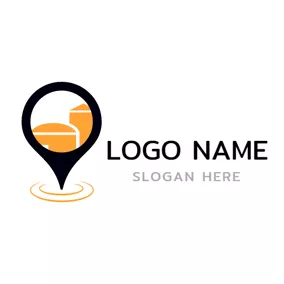 Storage Logo Black Guidepost and Yellow Warehouse logo design