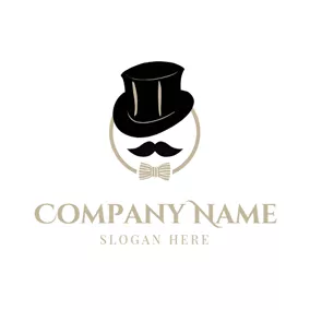 Mustache Logo Black Hat and Mustache logo design