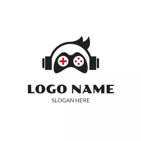 Hardware Logo Black Headset and Game Controller logo design