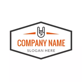 Music Logo Black Hexagon and Hand logo design