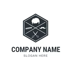 Hair Salon Logo Black Hexagon and White Head logo design