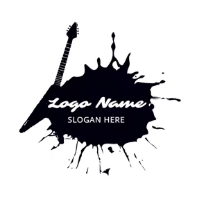 Ink Logo Black Ink and Guitar logo design