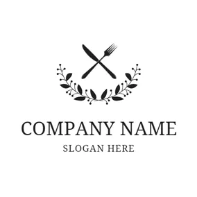 Food & Drink Logo Black Knife and Fork logo design