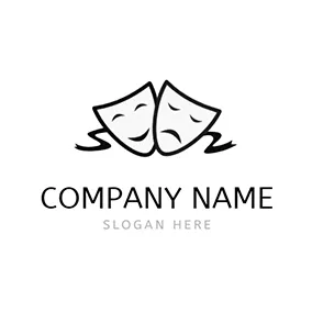 Drama Logo Black Mask Ribbon and Drama logo design
