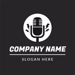 Music Logo Black Microphone Rock Band logo design