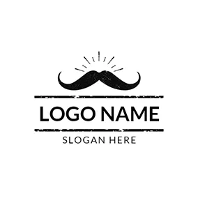 Mustache Logo Black Mustache and Funky Icon logo design