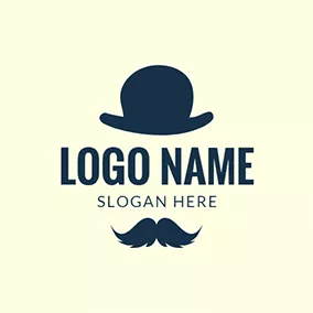 Funky Logo Black Mustache and Hat Icon logo design
