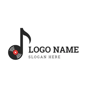 声音 Logo Black Note and Vinyl logo design