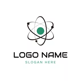 Science & Technology Logo Black Orbit and Green Atom logo design