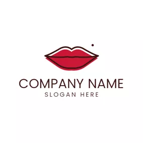 Lipstick Logo Black Outlined Red Lips and Nevus logo design