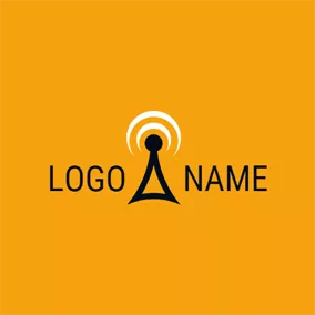 Telecom Logo Black Pedestal and White Crescent logo design